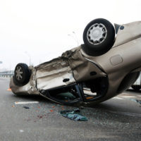 Car flips over Car flips over