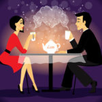 Two people drinking tea on a date Two people drinking tea on a date