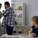 Parents fighting at home, child growing in conflicts and aggression, divorce
